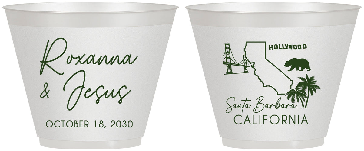 Custom Wedding 9 oz Wine Frosted Cups - California | 154