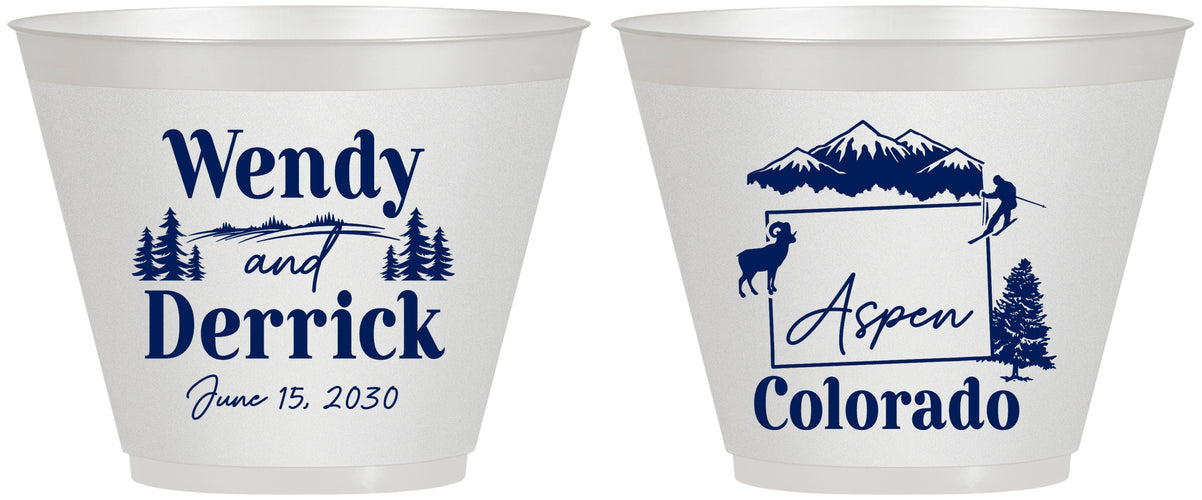 Custom Wedding 9 oz Wine Frosted Cups - Colorado | 155