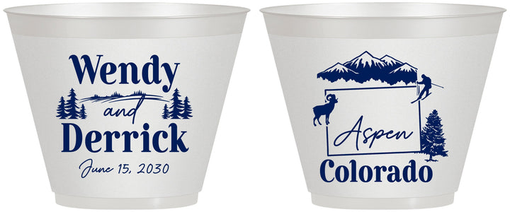 Custom Wedding 9 oz Wine Frosted Cups - Colorado | 155