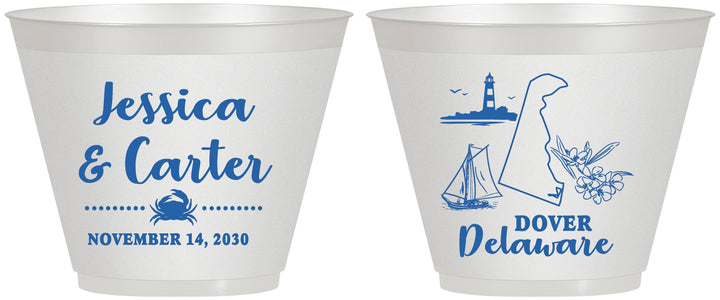 Custom Wedding 9 oz Wine Frosted Cups - Delaware | 157
