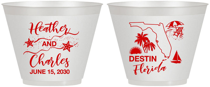 Custom Wedding 9 oz Wine Frosted Cups - Florida | 158