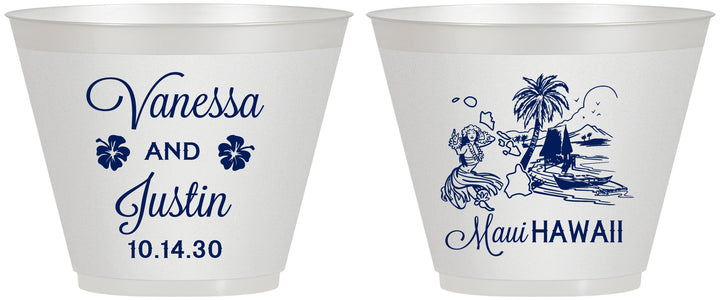 Custom Wedding 9 oz Wine Frosted Cups - Hawaii | 160