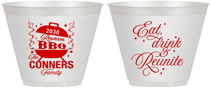 Custom Family Reunion 9 oz Wine Frosted Cups - Bbq Eat Drink Reunite | 160000