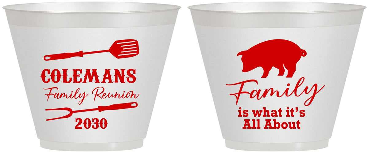 Custom Family Reunion 9 oz Wine Frosted Cups - Bbq Barbeque | 160002