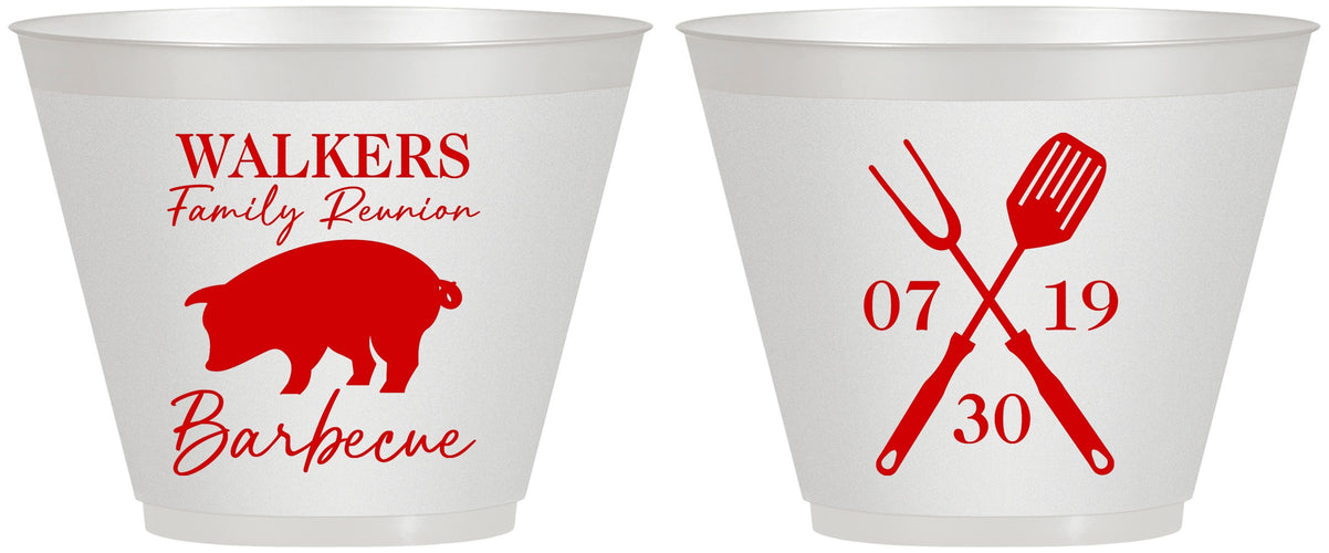 Custom Family Reunion 9 oz Wine Frosted Cups - Bbq Barbeque | 160003