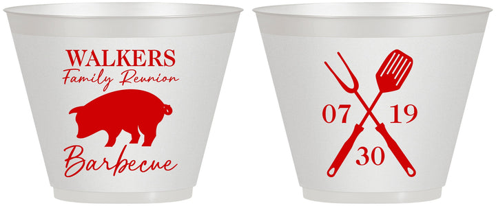 Custom Family Reunion 9 oz Wine Frosted Cups - Bbq Barbeque | 160003
