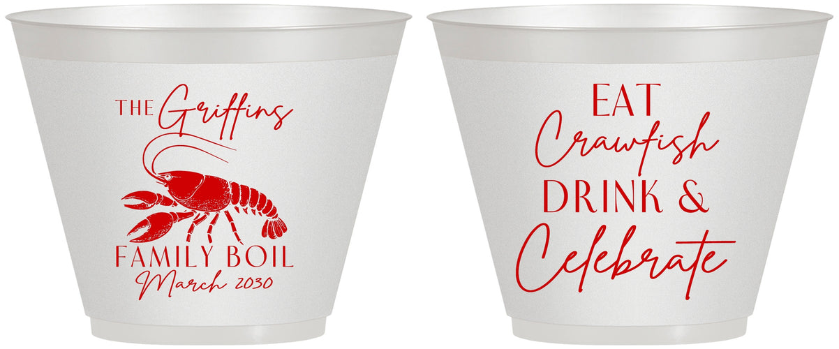 Custom Family Reunion 9 oz Wine Frosted Cups - Crawfish Boil | 160007