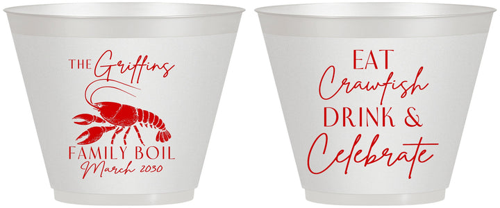 Custom Family Reunion 9 oz Wine Frosted Cups - Crawfish Boil | 160007