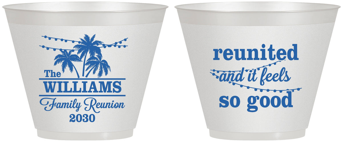 Custom Family Reunion 9 oz Wine Frosted Cups - Beach Reunited | 160010