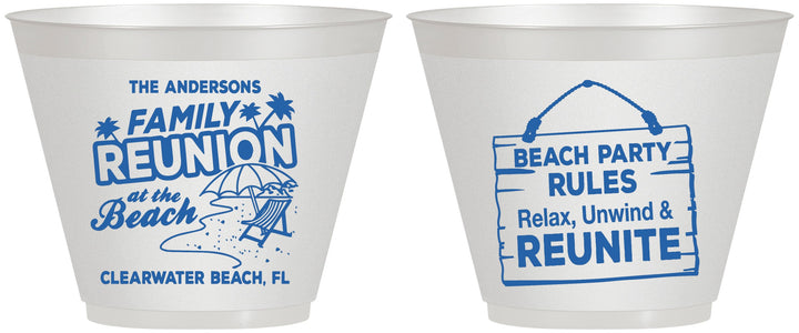 Custom Family Reunion 9 oz Wine Frosted Cups - Beach Reunite | 160011