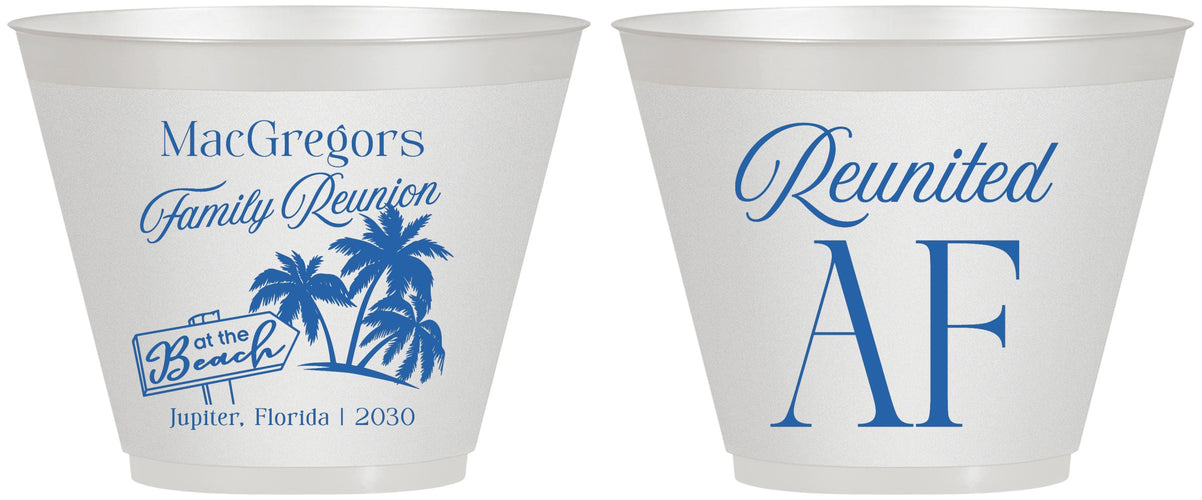 Custom Family Reunion 9 oz Wine Frosted Cups - Beach Reunited Af | 160012
