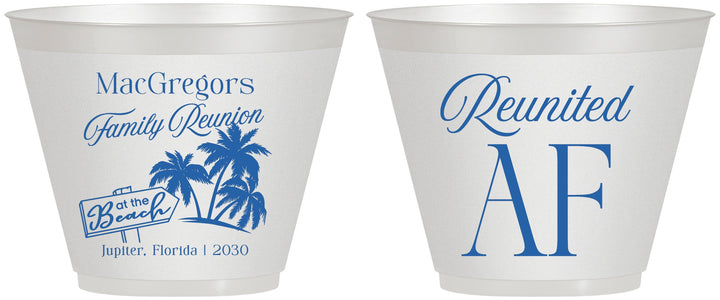 Custom Family Reunion 9 oz Wine Frosted Cups - Beach Reunited Af | 160012