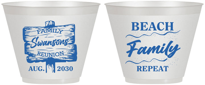 Custom Family Reunion 9 oz Wine Frosted Cups - Beach Family Repeat | 160013