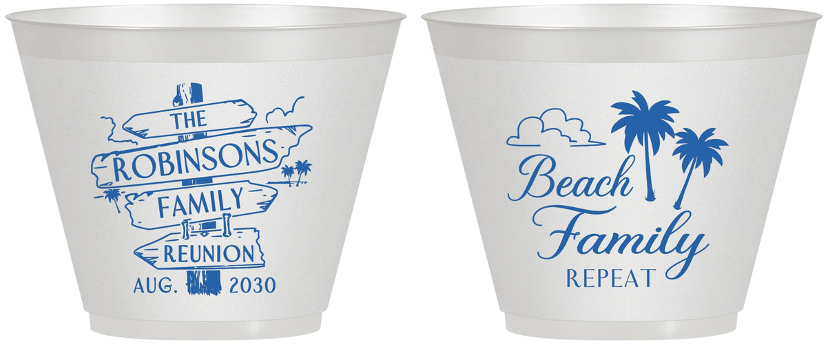 Custom Family Reunion 9 oz Wine Frosted Cups - Beach Family Repeat | 160014