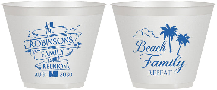 Custom Family Reunion 9 oz Wine Frosted Cups - Beach Family Repeat | 160014