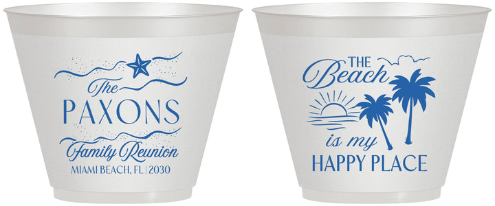 Custom Family Reunion 9 oz Wine Frosted Cups - Beach Is My Happy Place | 160016