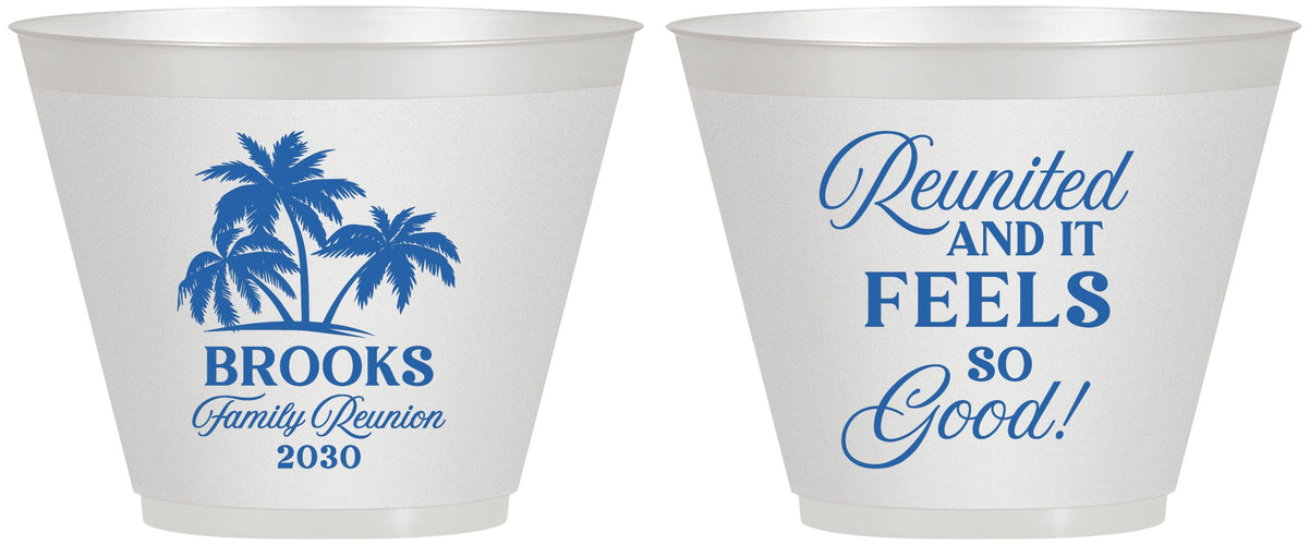 Custom Family Reunion 9 oz Wine Frosted Cups - Beach Reunited | 160017