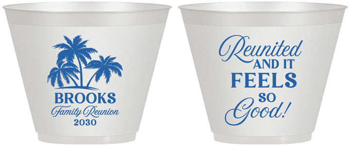 Custom Family Reunion 9 oz Wine Frosted Cups - Beach Reunited | 160017