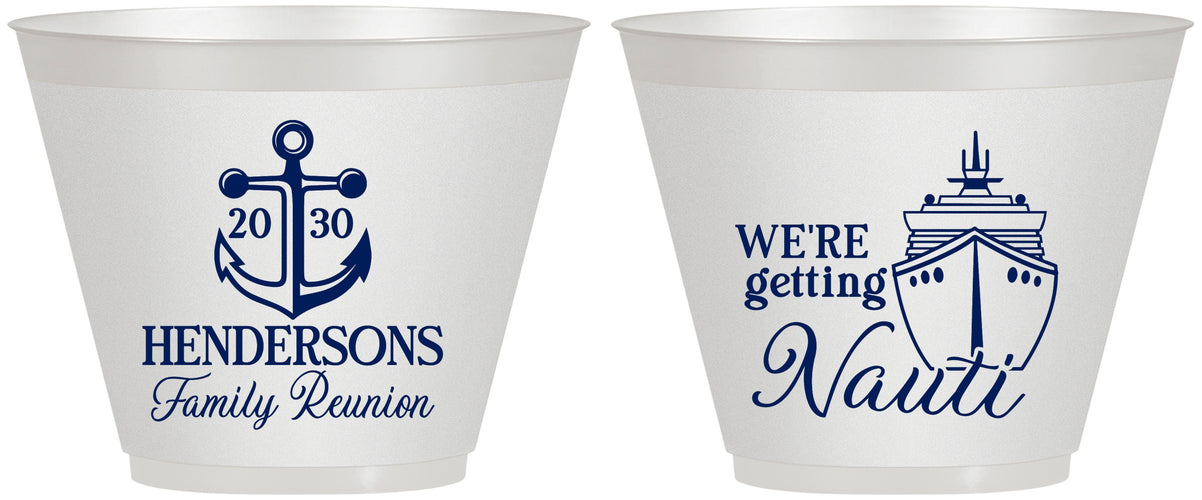 Custom Family Reunion 9 oz Wine Frosted Cups - Cruise Nautical | 160021