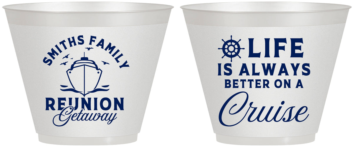 Custom Family Reunion 9 oz Wine Frosted Cups - Cruise Nautical | 160022