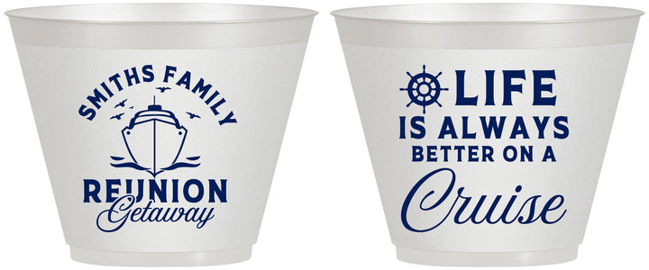 Custom Family Reunion 9 oz Wine Frosted Cups - Cruise Nautical | 160022
