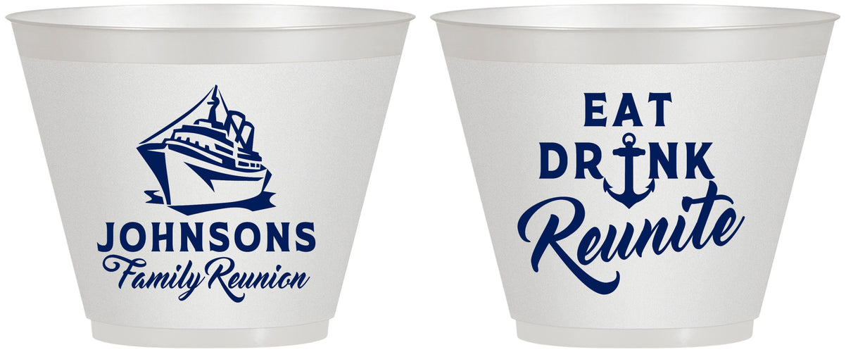 Custom Family Reunion 9 oz Wine Frosted Cups - Cruise Nautical | 160023
