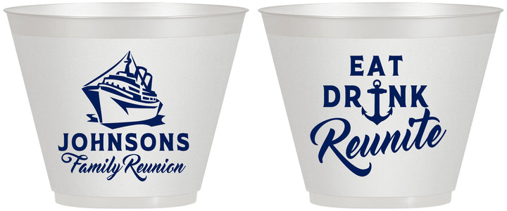 Custom Family Reunion 9 oz Wine Frosted Cups - Cruise Nautical | 160023