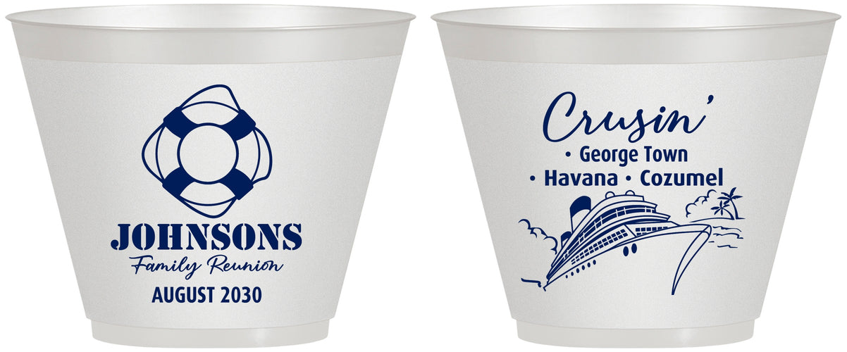 Custom Family Reunion 9 oz Wine Frosted Cups - Cruise Crusin | 160025