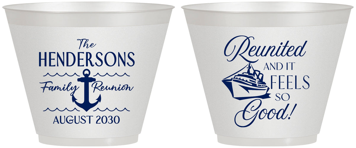 Custom Family Reunion 9 oz Wine Frosted Cups - Cruise Anchor | 160027