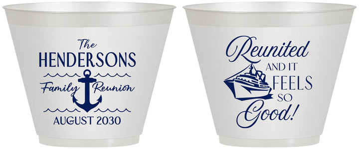 Custom Family Reunion 9 oz Wine Frosted Cups - Cruise Anchor | 160027