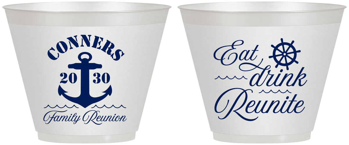 Custom Family Reunion 9 oz Wine Frosted Cups - Cruise Anchor | 160028