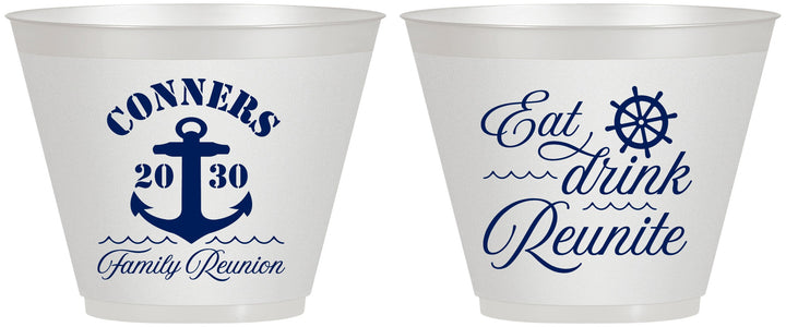 Custom Family Reunion 9 oz Wine Frosted Cups - Cruise Anchor | 160028