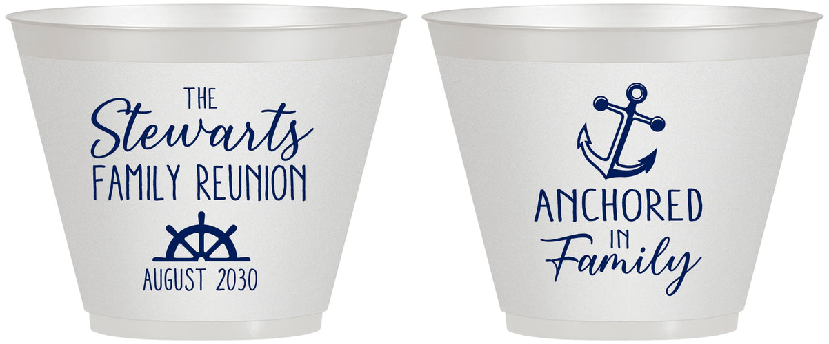 Custom Family Reunion 9 oz Wine Frosted Cups - Cruise Anchor | 160029