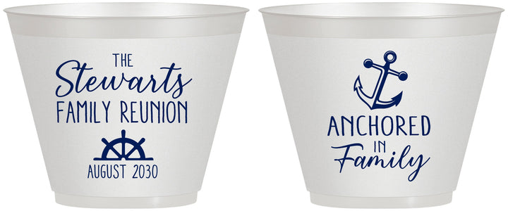 Custom Family Reunion 9 oz Wine Frosted Cups - Cruise Anchor | 160029