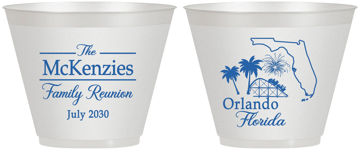 Custom Family Reunion 9 oz Wine Frosted Cups - Orlando Florida | 160035