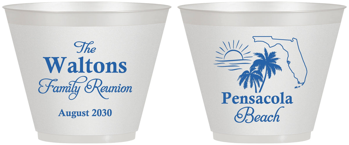 Custom Family Reunion 9 oz Wine Frosted Cups - Florida Beach | 160036