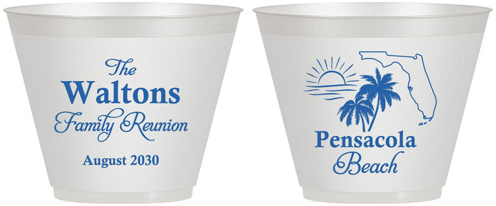 Custom Family Reunion 9 oz Wine Frosted Cups - Florida Beach | 160036