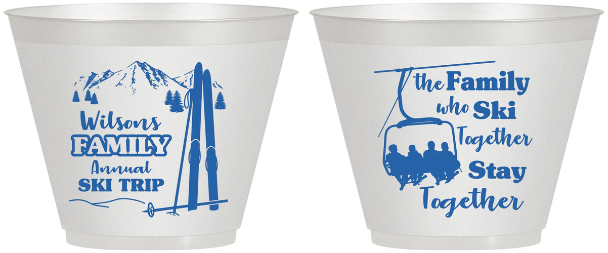 Custom Family Reunion 9 oz Wine Frosted Cups - Ski Trip | 160040