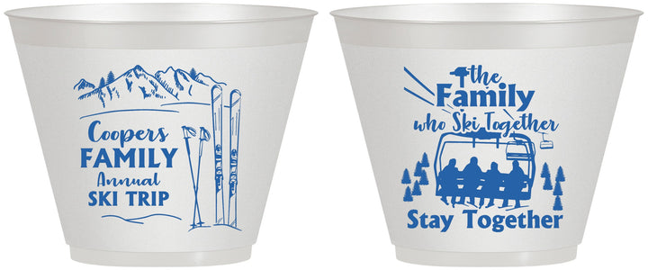 Custom Family Reunion 9 oz Wine Frosted Cups - Ski Trip | 160041