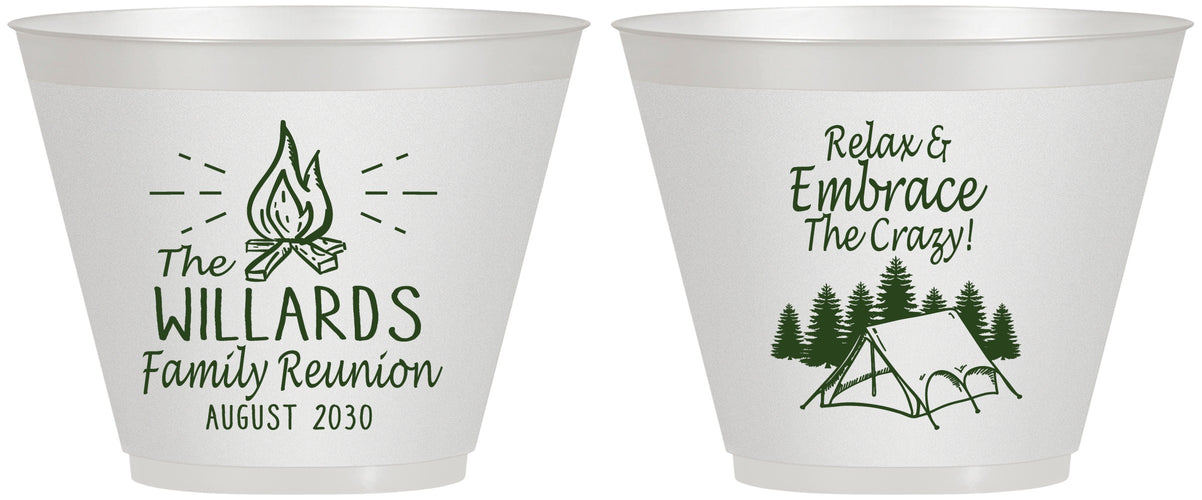 Custom Family Reunion 9 oz Wine Frosted Cups - Camping | 160045