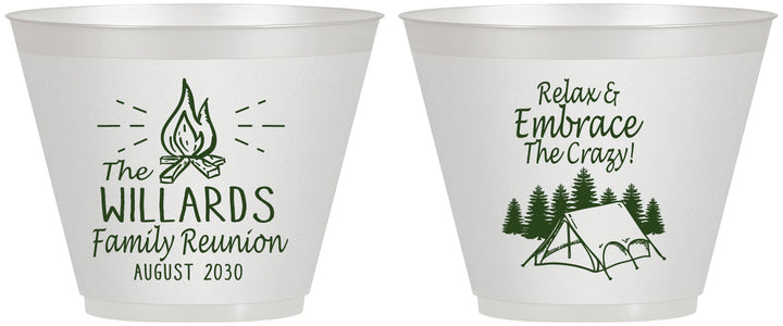 Custom Family Reunion 9 oz Wine Frosted Cups - Camping | 160045