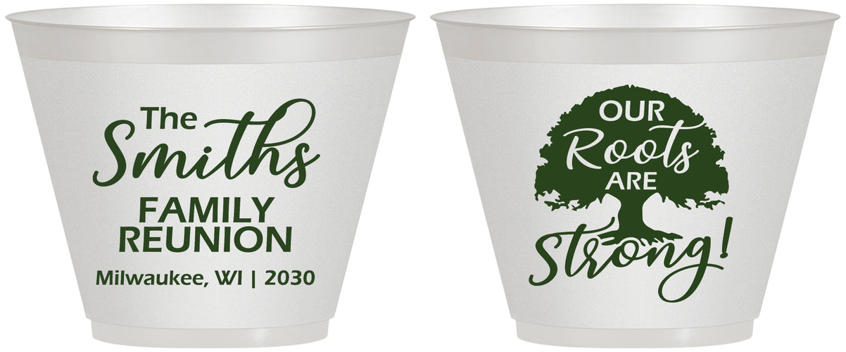 Custom Family Reunion 9 oz Wine Frosted Cups - Our Roots Are Strong | 160051