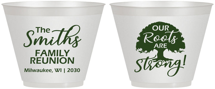 Custom Family Reunion 9 oz Wine Frosted Cups - Our Roots Are Strong | 160051