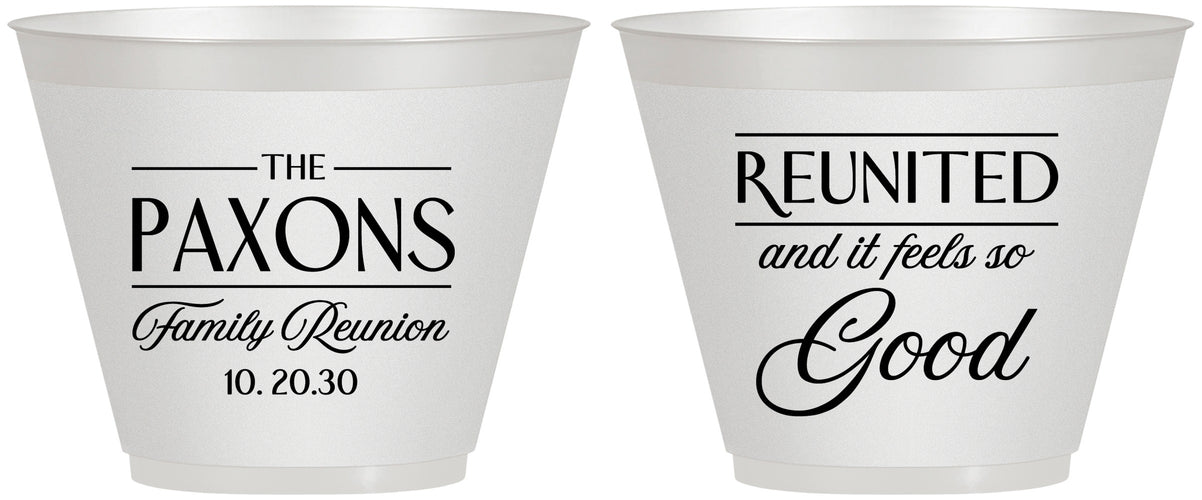 Custom Family Reunion 9 oz Wine Frosted Cups - Reunited Feels So Good | 160052