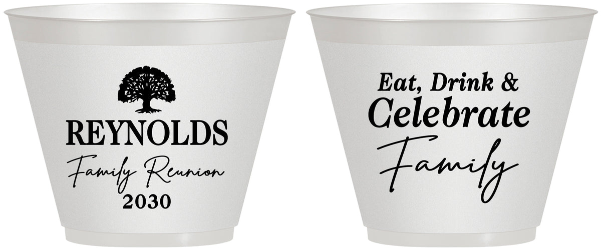 Custom Family Reunion 9 oz Wine Frosted Cups - Eat Drink Celebrate | 160053