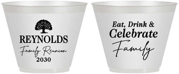Custom Family Reunion 9 oz Wine Frosted Cups - Eat Drink Celebrate | 160053