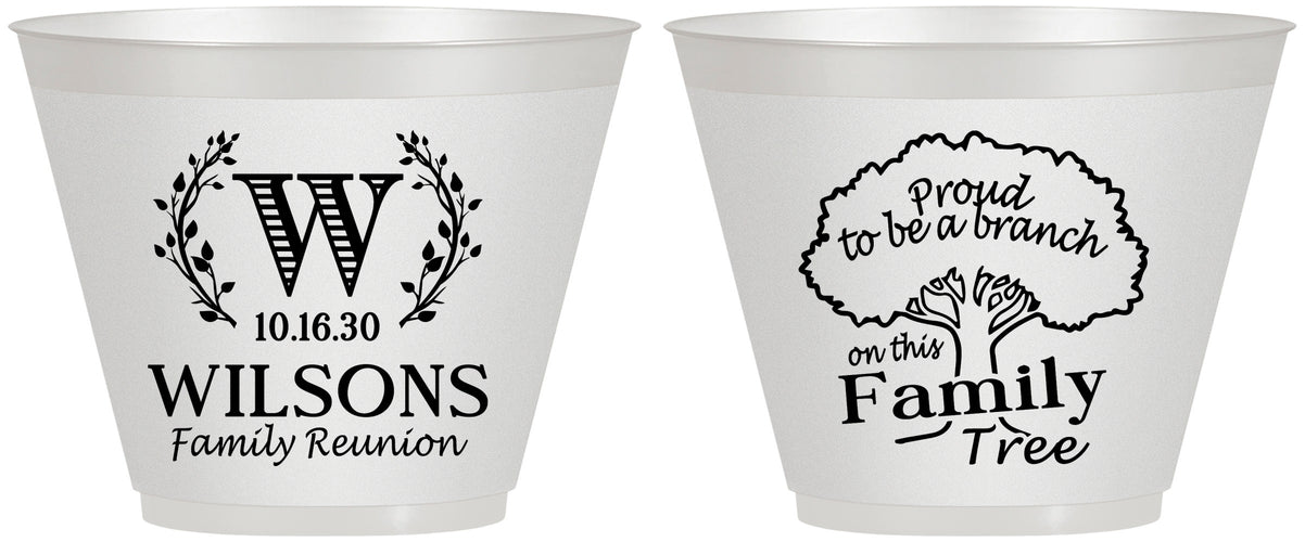 Custom Family Reunion 9 oz Wine Frosted Cups - Monogram Tree | 160056