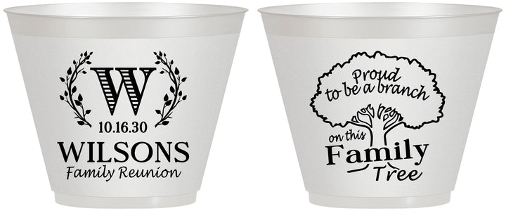 Custom Family Reunion 9 oz Wine Frosted Cups - Monogram Tree | 160056