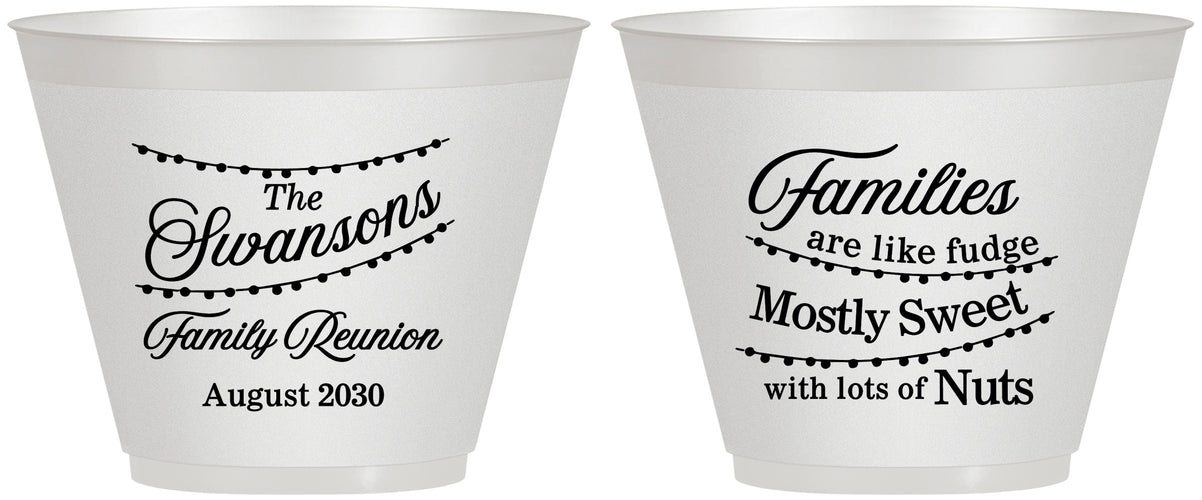 Custom Family Reunion 9 oz Wine Frosted Cups - String Lights | 160059
