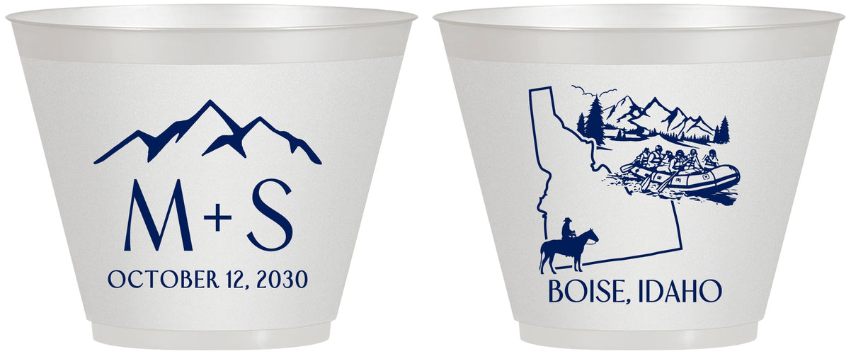 Custom Wedding 9 oz Wine Frosted Cups - Idaho | 161